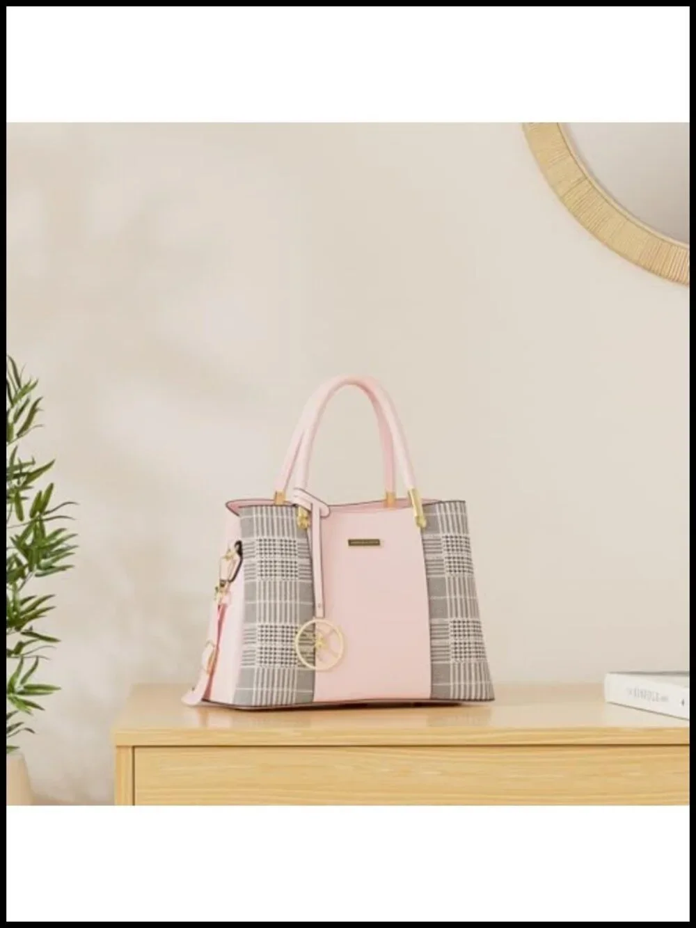PU Leather Top Handle Satchel Shoulder Tote Bag with Crossbody Strap
